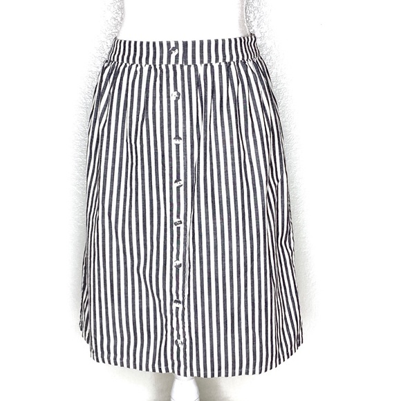DownEast Dresses & Skirts - Down East Blue Grey White Striped Midi Skirt